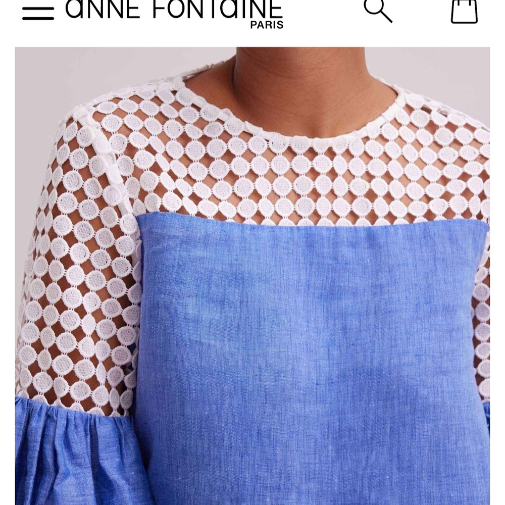 Anne Fontaine Blue and White Lace Blouse